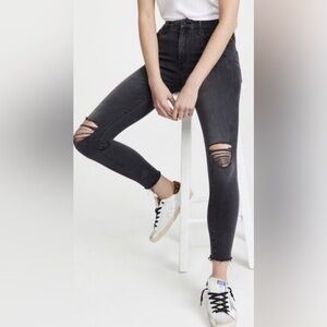 MOTHER DENIM THE LOOKER ANKLE FRAY JEANS GUILTY AS SIN BLACK WASH ⚫️